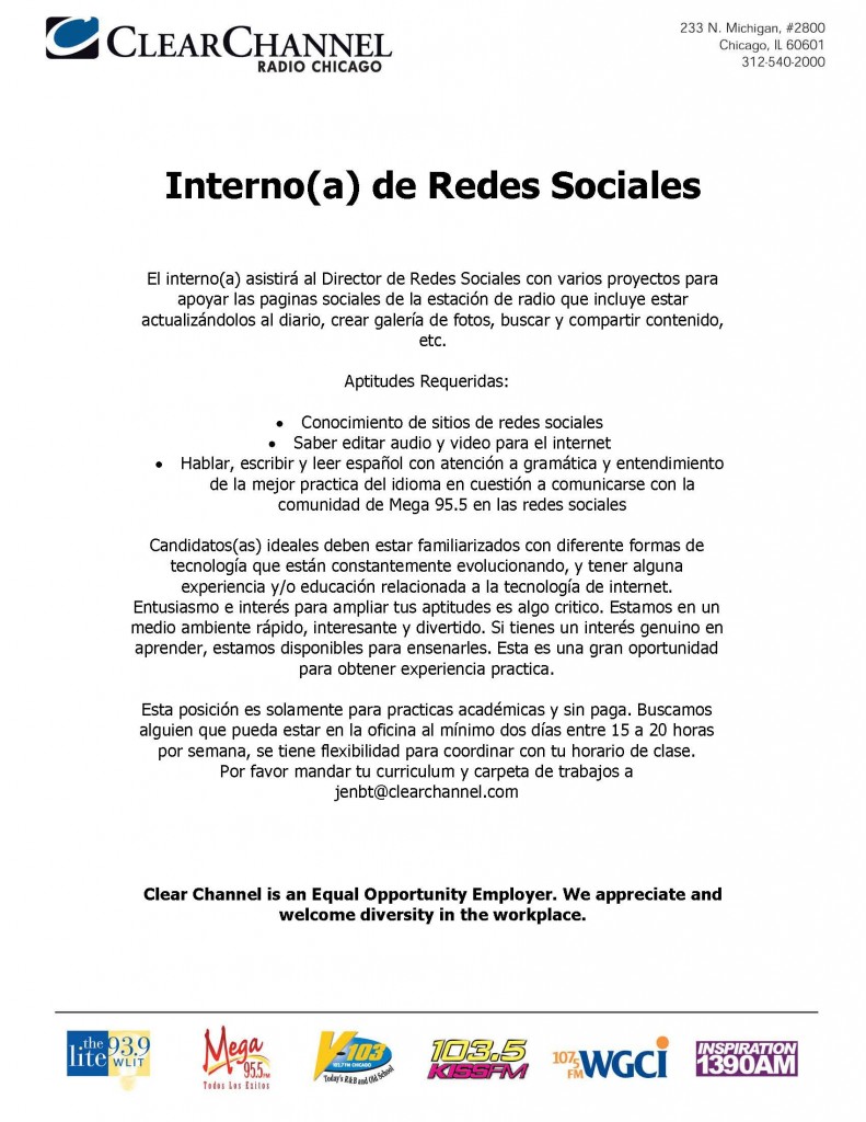 Social Networking Intern - Spanish