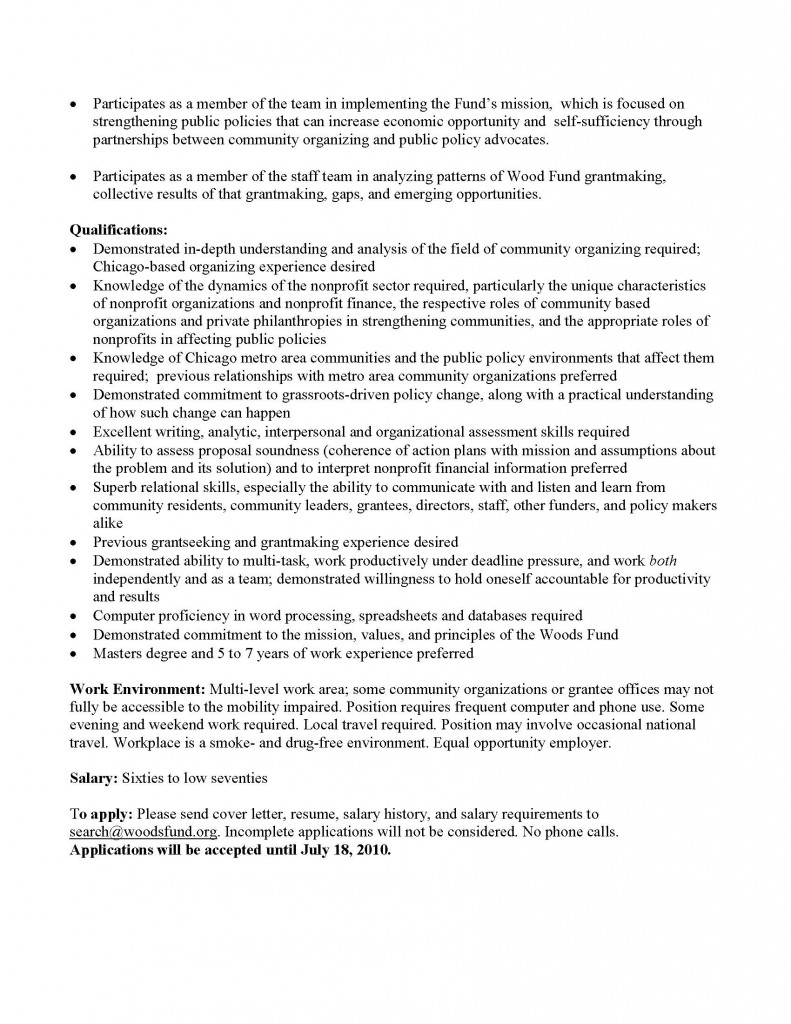 Program Director Position at Woods Fund of Chicago - 2