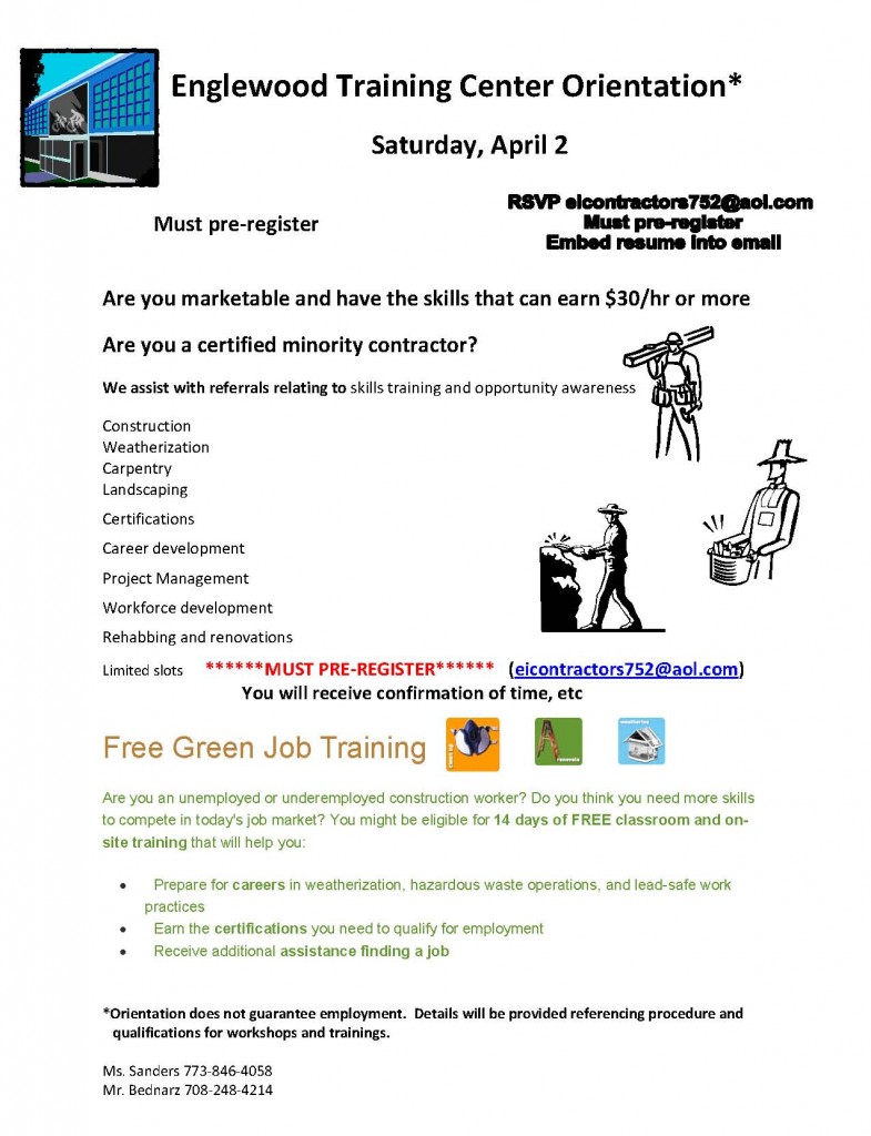 Free Green Job Training Orientation - April 2nd