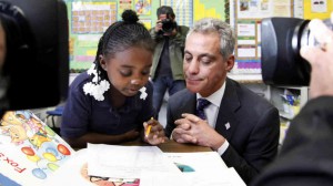 Mayor Rahm Emanuel with Little Girl