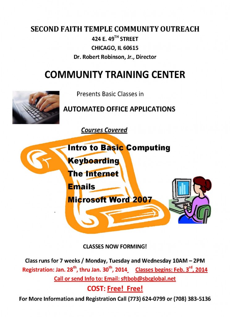 Free Computer Training - Second Faith Temple Community Outreach