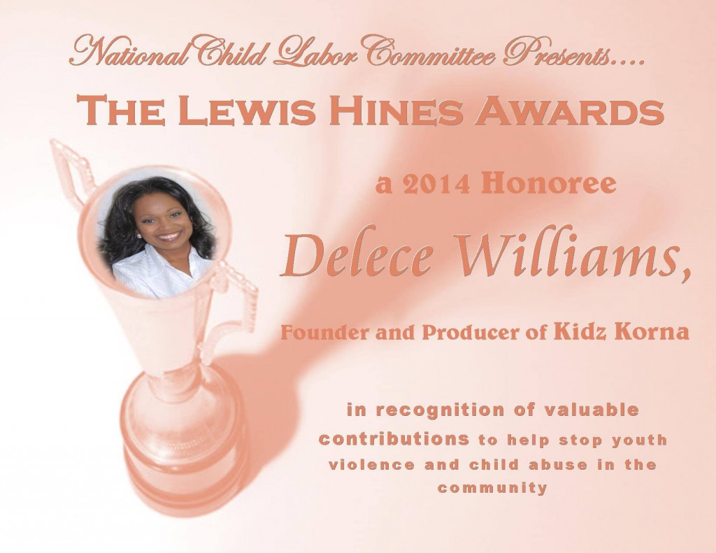 Delece Williams - The Lewis Hines Award