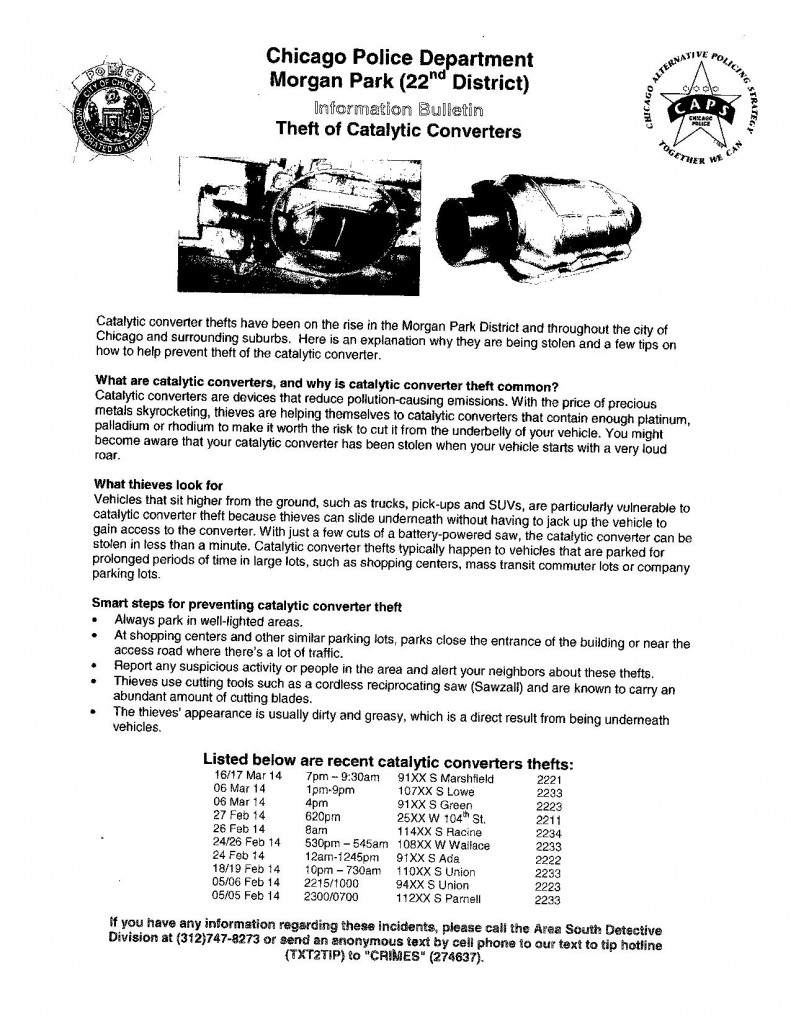 Theft of Catalytic Converters