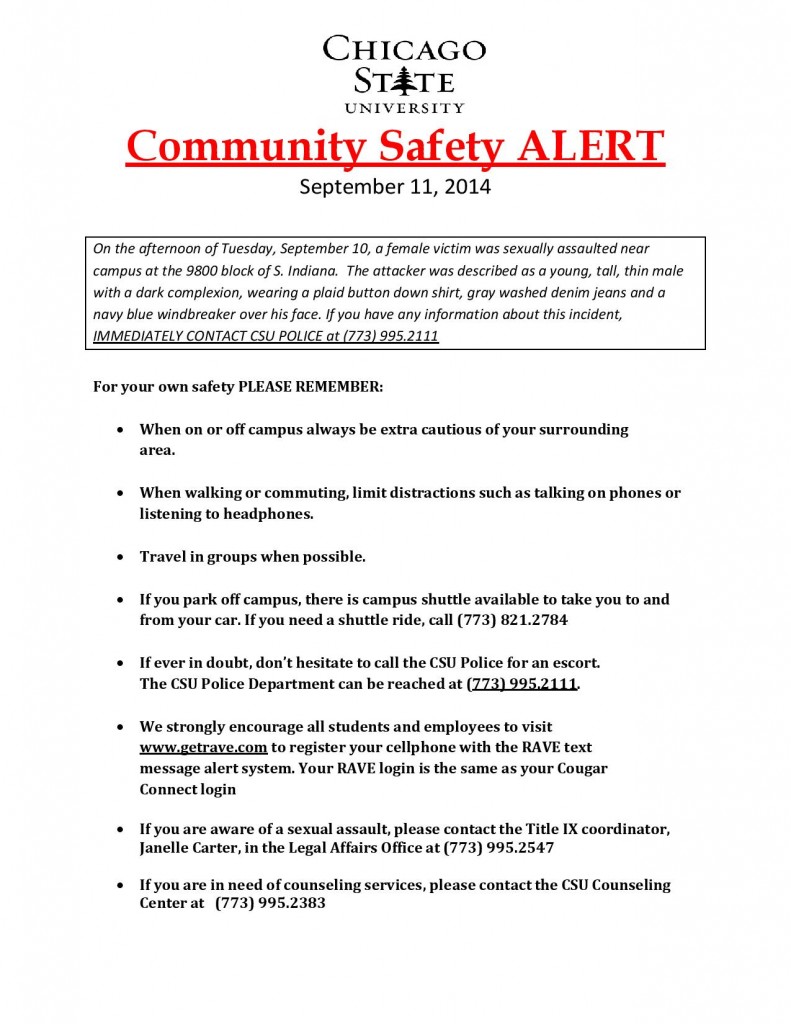 Safety Alert - Chicago State