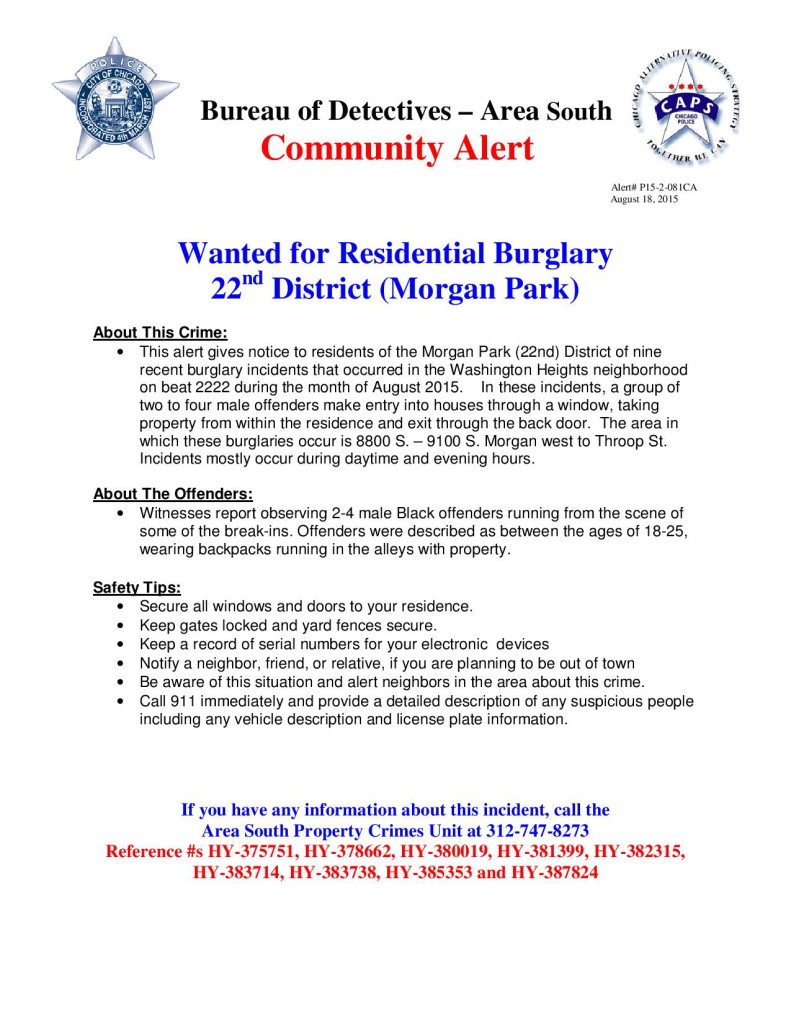 22nd District CAPS community Alert